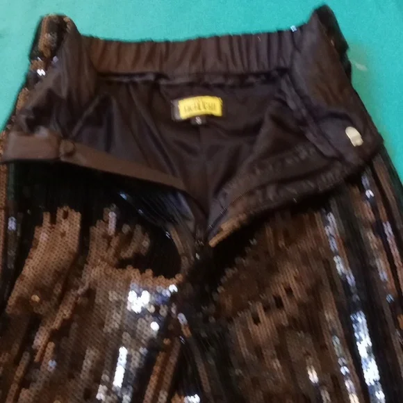 Love highlight black sequin, fringe pants, small - Picture 4 of 12